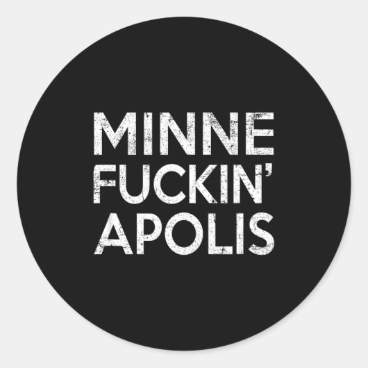 Sticker Rond Minnealis Minnesota Funny Rude Retro Gag Gift  (Devant)