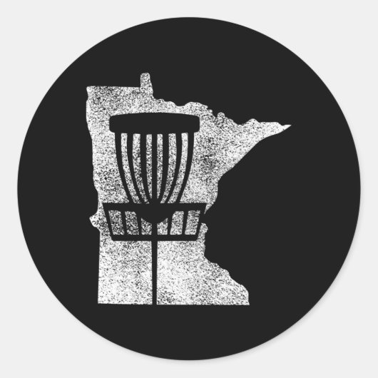 Sticker Rond Minnesota Disc Golf State Avec Panier Perdu (Devant)