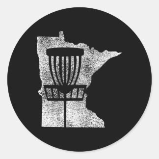 Sticker Rond Minnesota Disc Golf State With Basket Distressed G