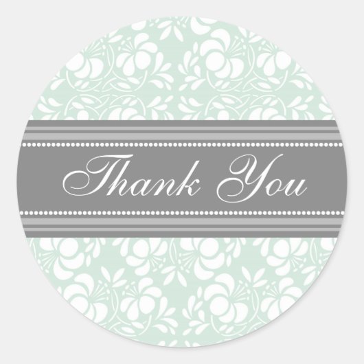 Sticker Rond Mint Damask Merci Enveloppe Mariage sceaux (Devant)