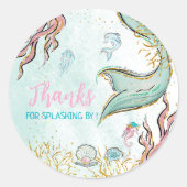 Sticker Rond Mint Glitter Mermaid tail Thank You (Devant)