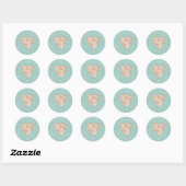 Sticker Rond Mint Gold Love Peace Kindness Heart (Feuille)
