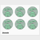 Sticker Rond Mint Green et Grey Chevron Baby Elephant (Feuille)