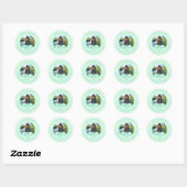 Sticker Rond Mint Green Photo Address Graduate Envelope Seal (Feuille)