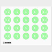 Sticker Rond Mint Green White Framed Initial (Feuille)