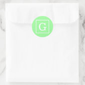 Sticker Rond Mint Green White Framed Initial (Sac)