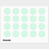 Sticker Rond Mint Green Zigzag Chevron Stripes. (Feuille)