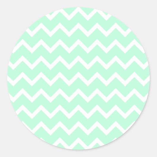 Sticker Rond Mint Green Zigzag Chevron Stripes. (Devant)