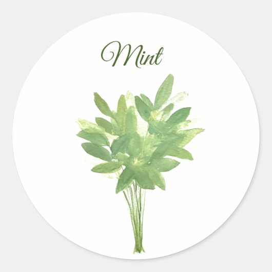 Sticker Rond Mint Herb Vert Cuisine Cuisine Gastronomique Vert (Devant)