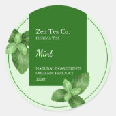 Sticker Rond Mint Herbal Tea Business Label (Devant)
