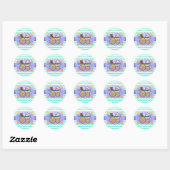 Sticker Rond Mint Ice Blue Chevron Patteryn Baby (Feuille)