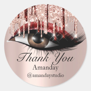 Sticker Rond Mint Lashes Extension Maquillage Artiste Rose Bour