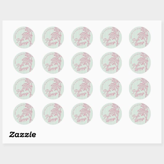 Sticker Rond Mint Palm Spring Pastel Beach Party Enveloppe Favo (Feuille)