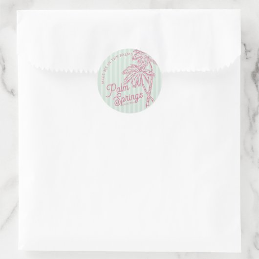 Sticker Rond Mint Palm Spring Pastel Beach Party Enveloppe Favo (Sac)