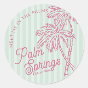 Sticker Rond Mint Palm Spring Pastel Beach Party Enveloppe Favo