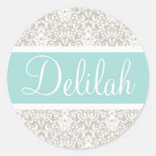 Sticker Rond Mint Tan Blanc Damas personnalisé