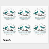 Sticker Rond Mint Turquoise Romantique Rustique Mariage Insépar (Feuille)