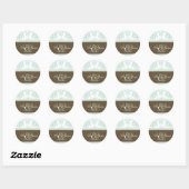 Sticker Rond Mint vert Damask monogramme mariage/do-it-yourself (Feuille)