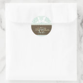 Sticker Rond Mint vert Damask monogramme mariage/do-it-yourself (Sac)