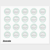 Sticker Rond Mint Vert Noir & Blanc Mariage Enregistrer la date (Feuille)