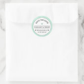 Sticker Rond Mint Vert Noir & Blanc Mariage Enregistrer la date (Sac)