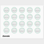 Sticker Rond Mint Vert noir & blanc Mariage Personnalisé Noms A (Feuille)