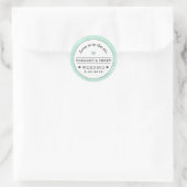 Sticker Rond Mint Vert noir & blanc Mariage Personnalisé Noms A (Sac)