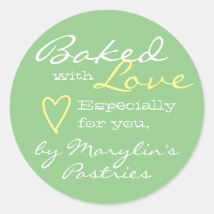 Sticker Rond Mint Vert simple fait avec amour Coeur Pastel
