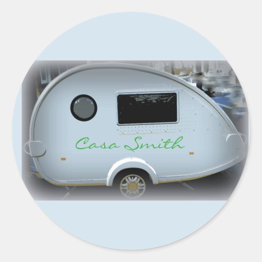Sticker Rond Minuscule caravane en lacet gypsy (Devant)