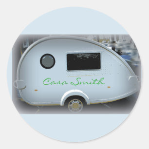 Sticker Rond Minuscule caravane en lacet gypsy