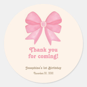 Sticker Rond Minuscule cou rose Merci d'anniversaire