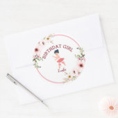 Sticker Rond Minuscule danseur | Ballet Floral rose Fête Annive (Enveloppe)