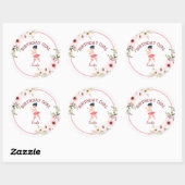 Sticker Rond Minuscule danseur | Ballet Floral rose Fête Annive (Feuille)