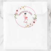 Sticker Rond Minuscule danseur | Ballet Floral rose Fête Annive (Sac)