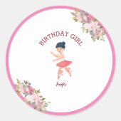 Sticker Rond Minuscule danseur | Rose rouge rose (Devant)