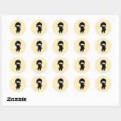 Sticker Rond Minuscule Ninja heureux sur Jaune (Feuille)