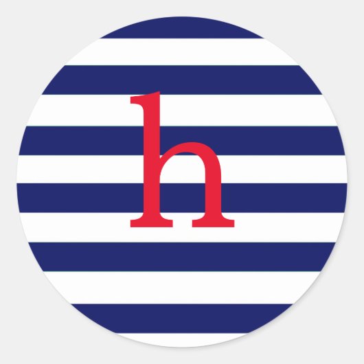 Sticker Rond Minuscule Premier monogramme Bande marine (Devant)