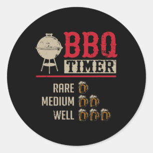 Sticker Rond Minuteur de cuisson de viande BBQ drôle Bière Gril