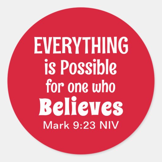 Sticker Rond Miracle Bible Verse Christian Faith Red (Devant)