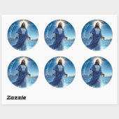 Sticker Rond Miracle de Jésus Christ paix spirituelle de l'océa (Feuille)