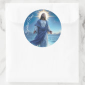 Sticker Rond Miracle de Jésus Christ paix spirituelle de l'océa (Sac)