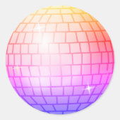 Sticker Rond Miroir boule disco Orange Bleu Magenta (Devant)