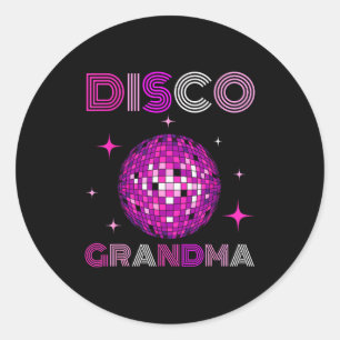 Sticker Rond Miroir de fête dansante Grand-mère Disco Rétro 70s