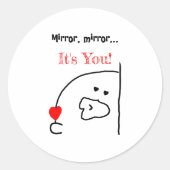 Sticker Rond Miroir, miroir... C’est toi ! | Cute et romantique (Devant)