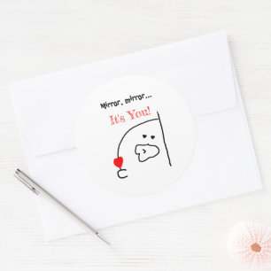 Sticker Rond Miroir, miroir... C’est toi ! Cute et romantique