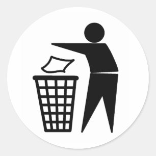 Sticker Rond Mis lui dans la poubelle