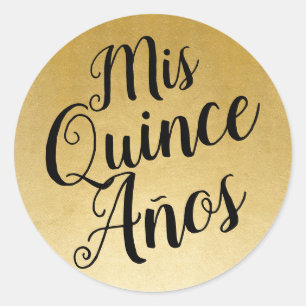 Sticker Rond Mis Quince Años Quinceañera La noirceur et l'or