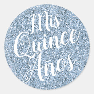 Sticker Rond Mis Quince Años Quinceañera Parties scintillant bl