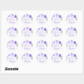 Sticker Rond Mis Quince Lilac Floral Violet Quinceañera (Feuille)