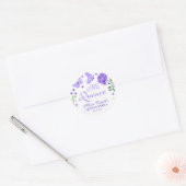 Sticker Rond Mis Quince Lilac Floral Violet Quinceañera (Enveloppe)